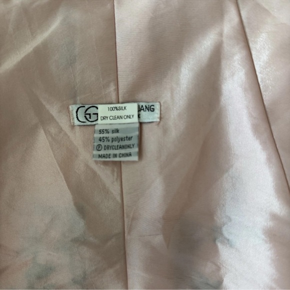 Grace Chuang Pink Black Floral Silk Cropped Jacket Blazer Small Cheongsam - Picture 7 of 10